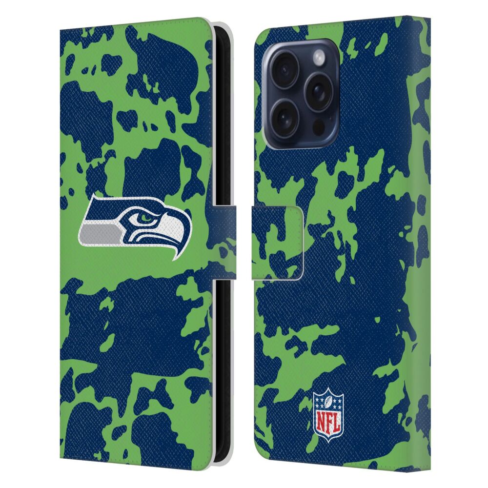 SEATTLE SEAHAWKS(NFL) シアトルシーホークス シアトルシーホークス - Cow Animal Print レザー手帳型 / Apple iPhoneケース 【公式 / オフィシャル】